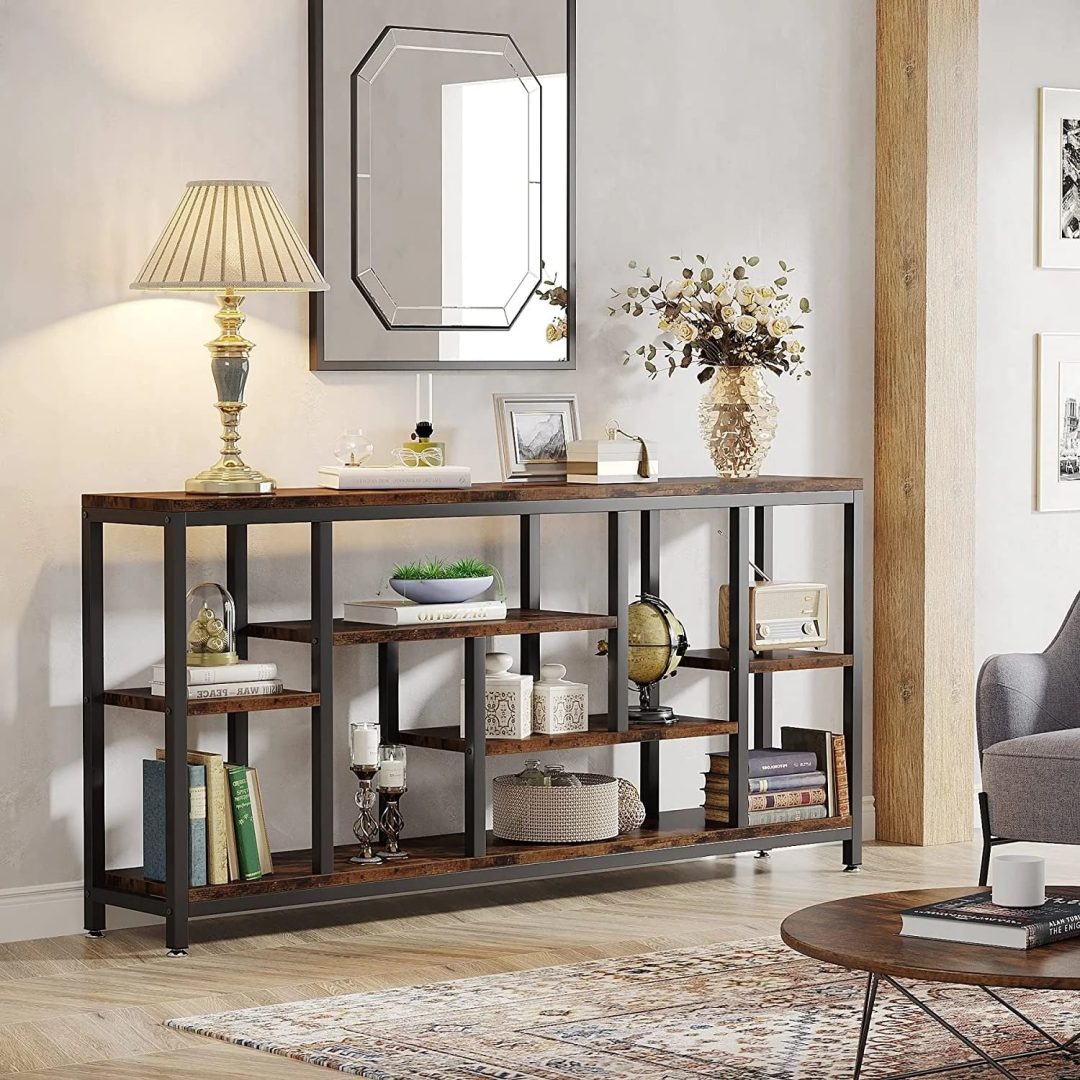 ZenVora 70.9 Inch Console Sofa Table with Storage, 3-Tier Entryway Table for Hallway