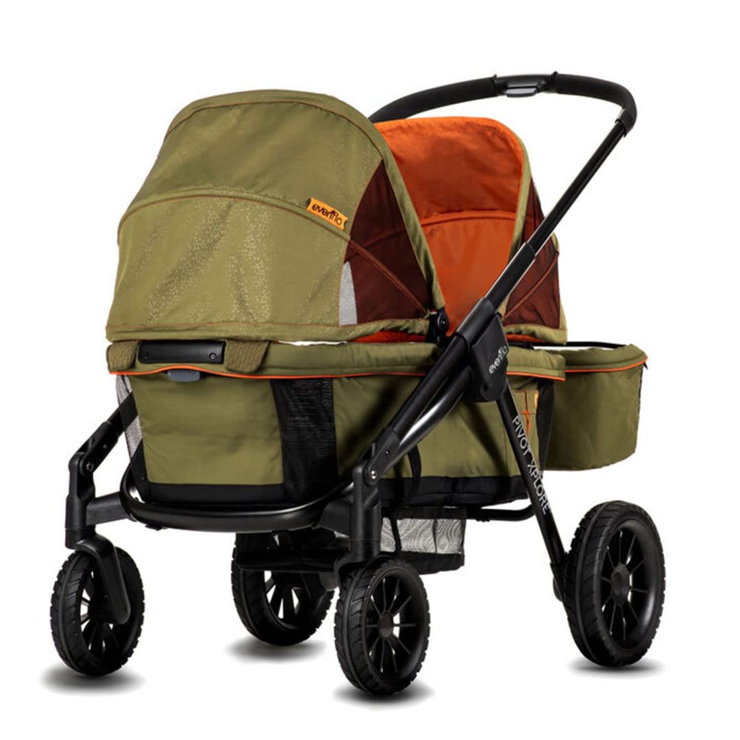 ZenVora 2-in-1 All-Terrain Baby Stroller Wagon with Canopy and Storage - Gray