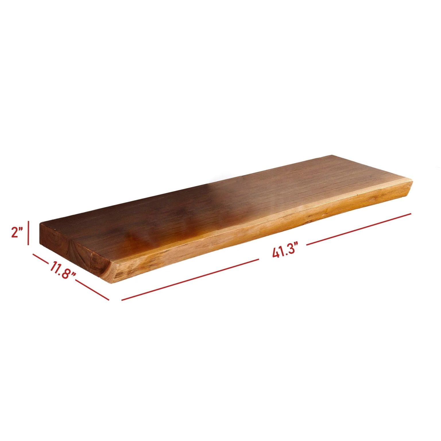 ZenVora 1 Piece Teak Wood Wall Shelf with Live Edge, Rustic Floating Shelf for Home Decor
