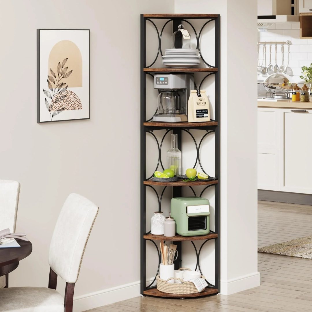 ZenVora 67 Inch Tall Corner Shelf, Freestanding Corner Bookshelf and Storage Shelving Unit