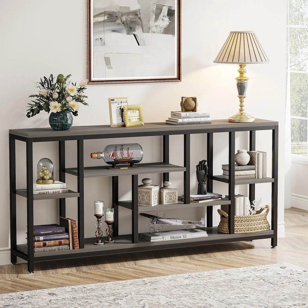 ZenVora 70.9 Inch Console Sofa Table with Storage, 3-Tier Entryway Table for Hallway