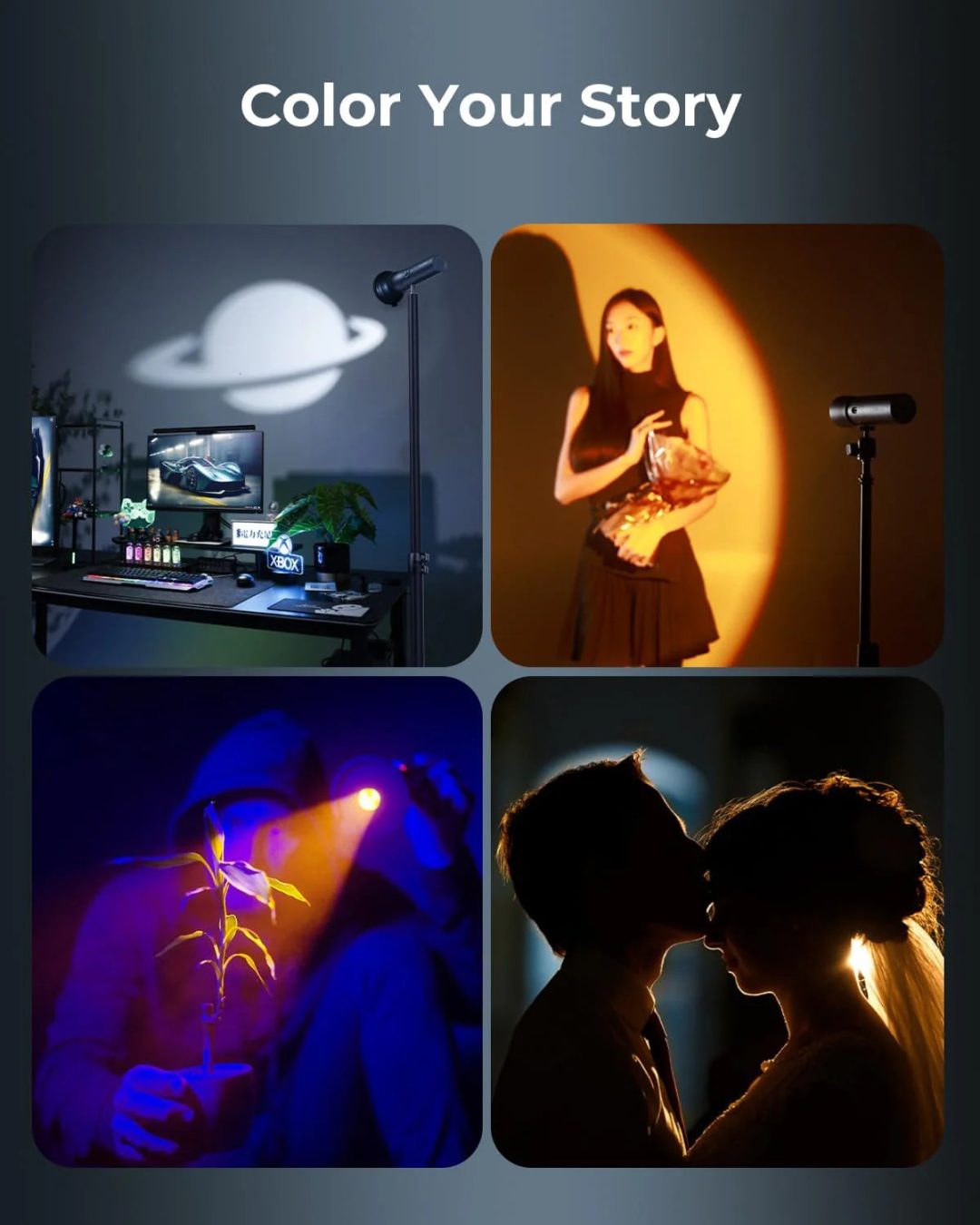 ZenVora RGB LED Photography Flashlight, 4 Color Portable Fill Light for Photography, Video and Content Creation