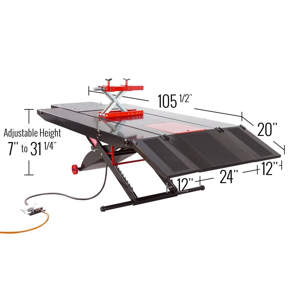 ZenVora ATV Lift Table and Center Jack, Heavy-Duty Hydraulic Motorcycle and ATV Lift Stand, Adjustable Service Lift Platform