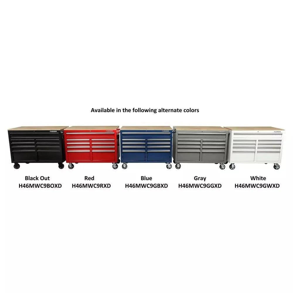 ZenVora 46-Inch W x 24-Inch D 9-Drawer Deep Tool Chest Mobile Workbench, Gloss Black