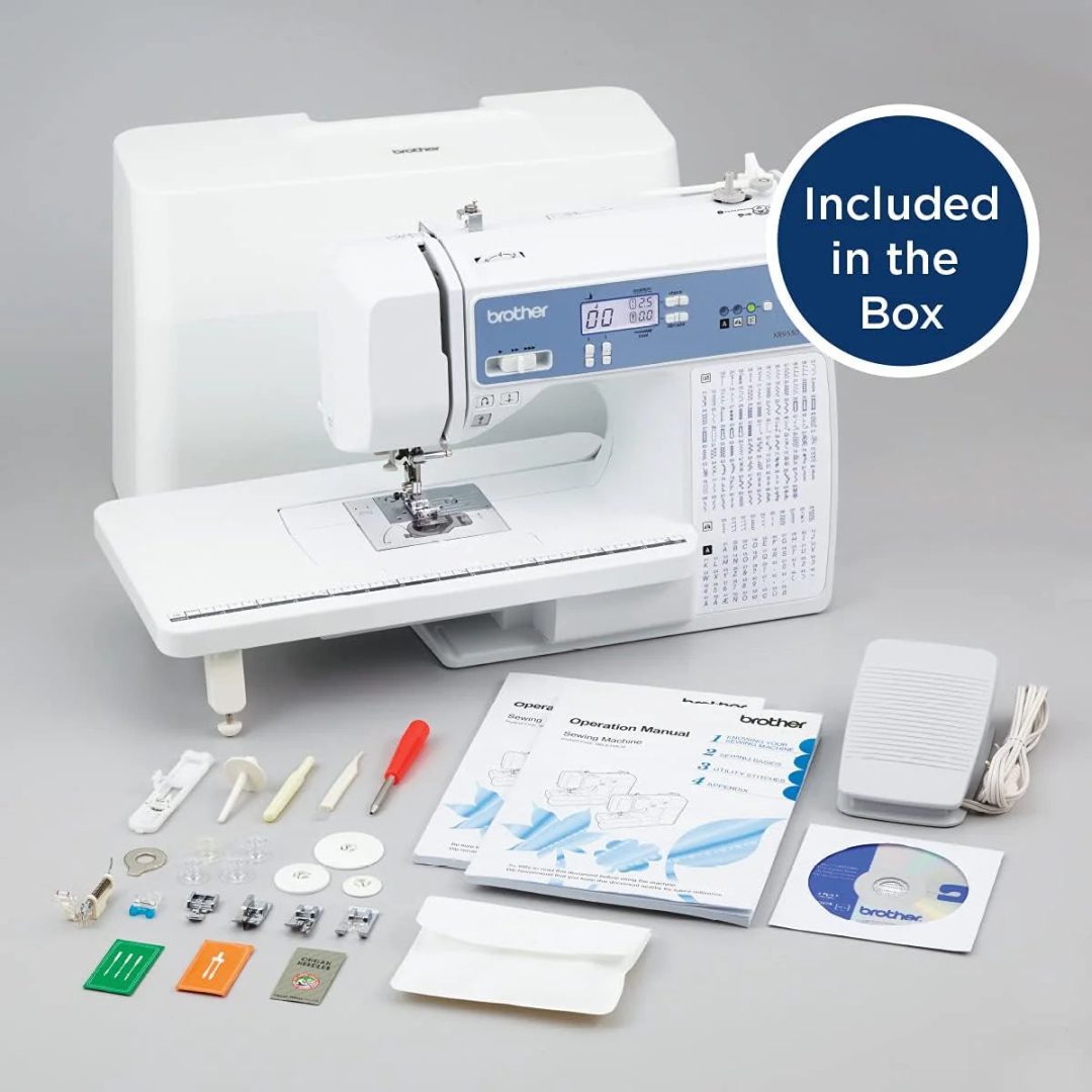 ZenVora Computerized Sewing and Quilting Machine, 165 Built-in Stitches, LCD Display, Wide Table, 8 Included Presser Feet, White, 20 x 12 x 17 Inches