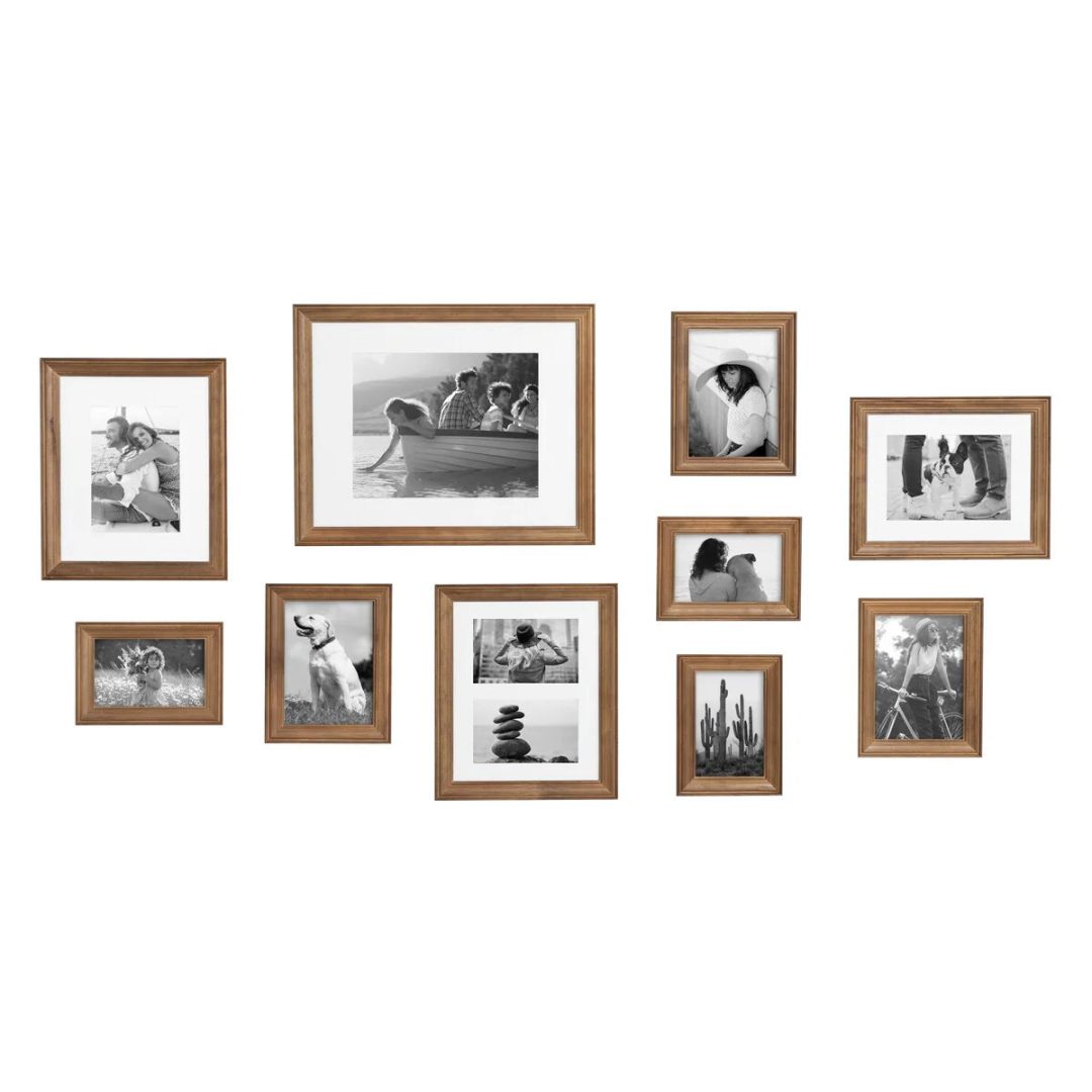 ZenVora 10-Piece Wood Gallery Wall Picture Frame Set, Decorative Photo Display Frames for Living Room, Bedroom and Home Decor