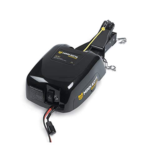 ZenVora Electric Boat Anchor Winch with Horizontal Mount Davit, 40 lb Capacity, 100 ft Nylon Rope & Mounting Hardware