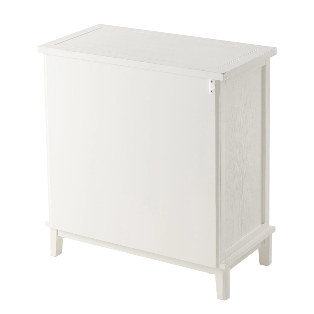 Farmhouse Fully Assembled Nightstand with 2 Drawers, Flower Motif End Table for Small Spaces