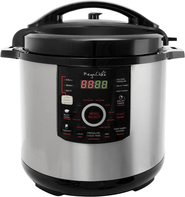 ZenVora 12 Quart Digital Pressure Cooker with 15 Presets, Slow Cook Function and Tempered Glass Lid