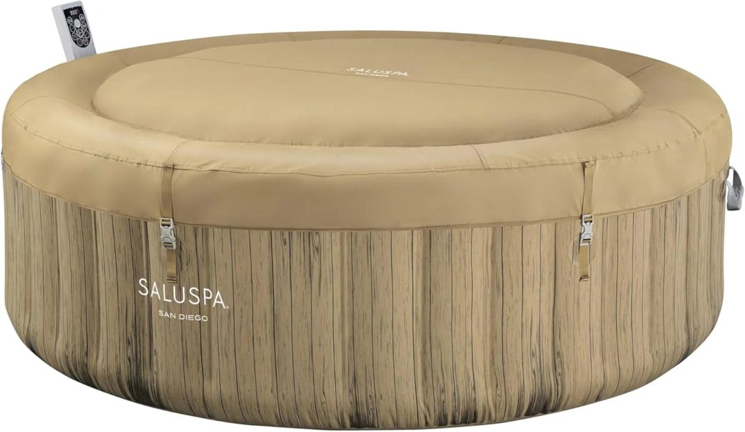 ZenVora 71 x 26-Inch Inflatable Hot Tub Spa for 2-4 Persons, Portable, with 2 Covers, Black