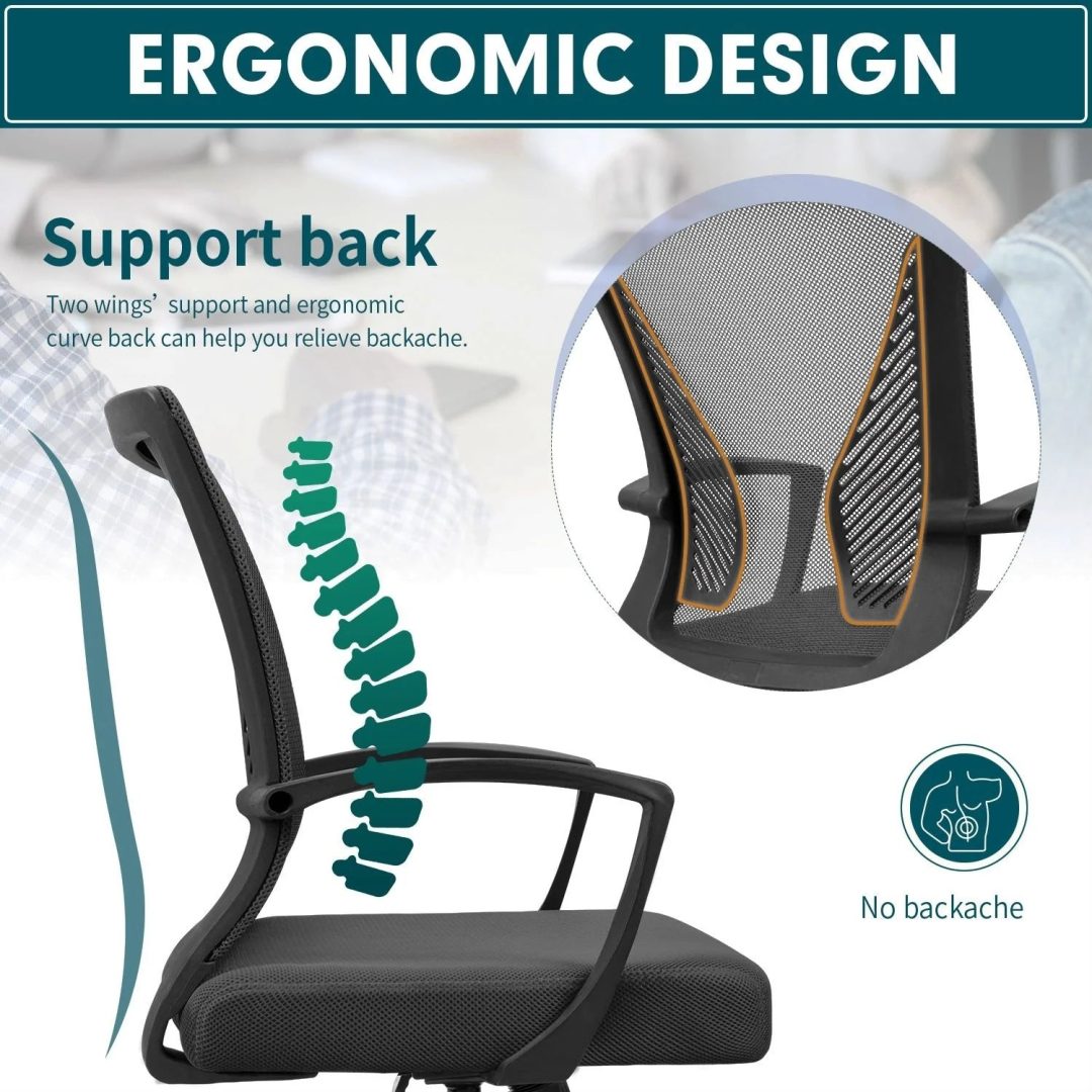 ZenVora Ergonomic Mesh Office Chair with Lumbar Support, Breathable Computer Desk Chair