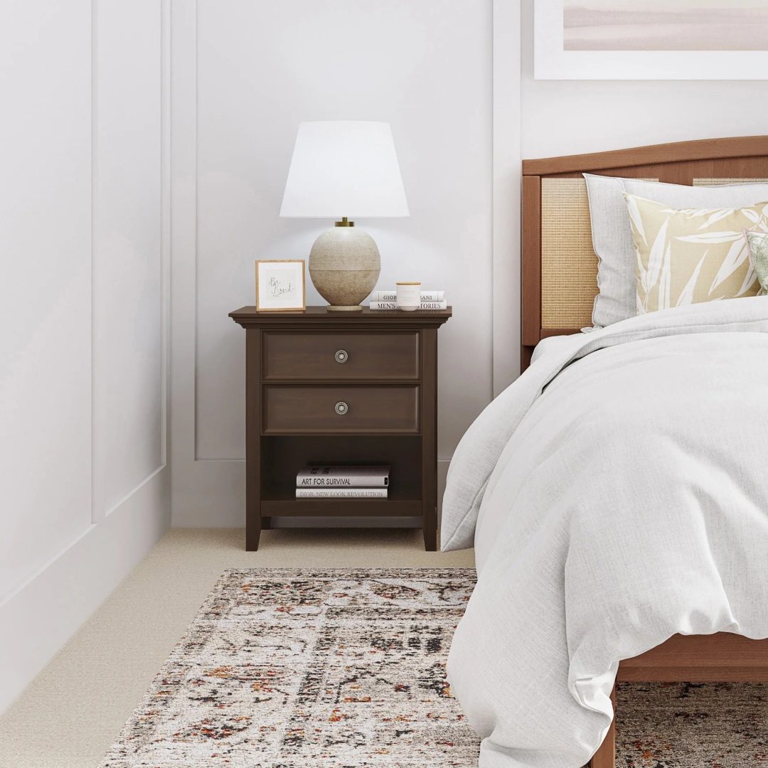 ZenVora 24 Inch Wide Solid Wood Nightstand, Bedside Table and Bedroom End Table