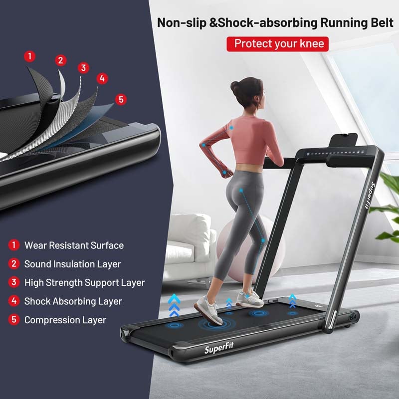 ZenVora 2-in-1 Folding Electric Treadmill, 2.25 HP, Under-Desk, with Dual Display and Smart App Control