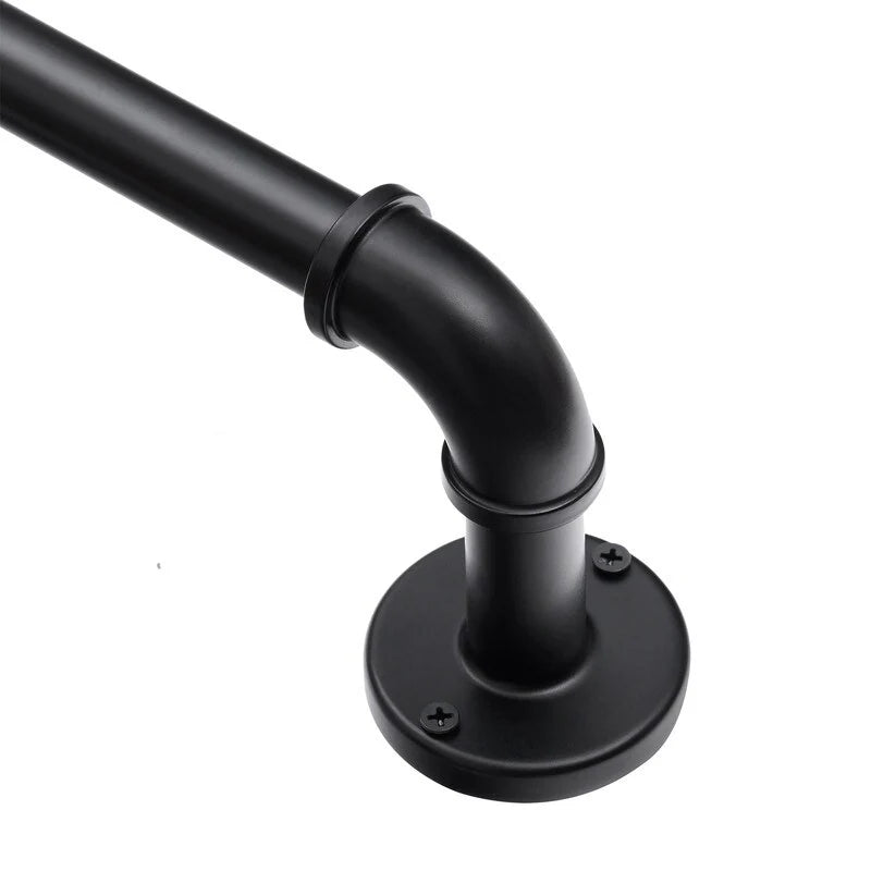 ZenVora 1 Inch Industrial Curtain Rods for Windows, Blackout Wrap-Around Rods, Rustic Matte Black