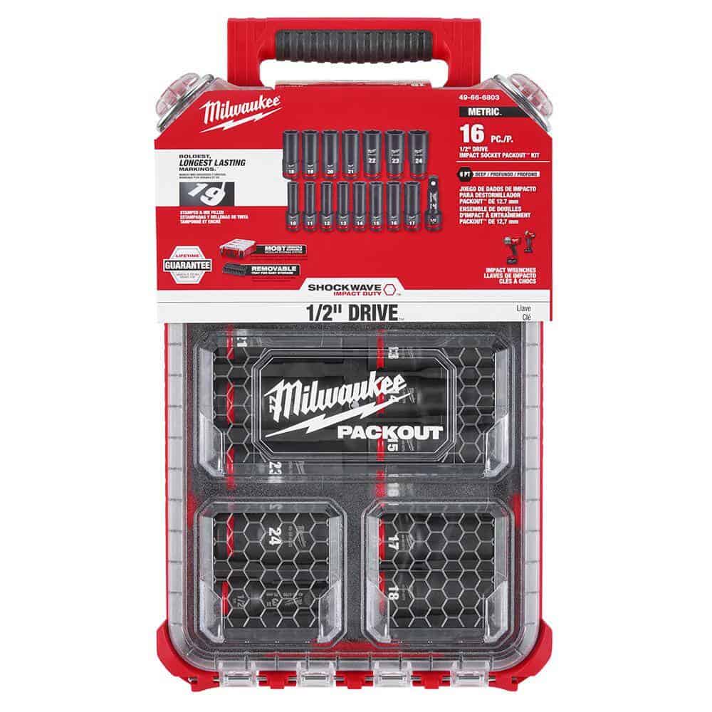 ZenVora 1/2 in. Drive SAE/Metric Ratchet Socket Tool Set 1/2 in. Drive Metric Deep Well PACKOUT Impact Socket Set (63-Piece)