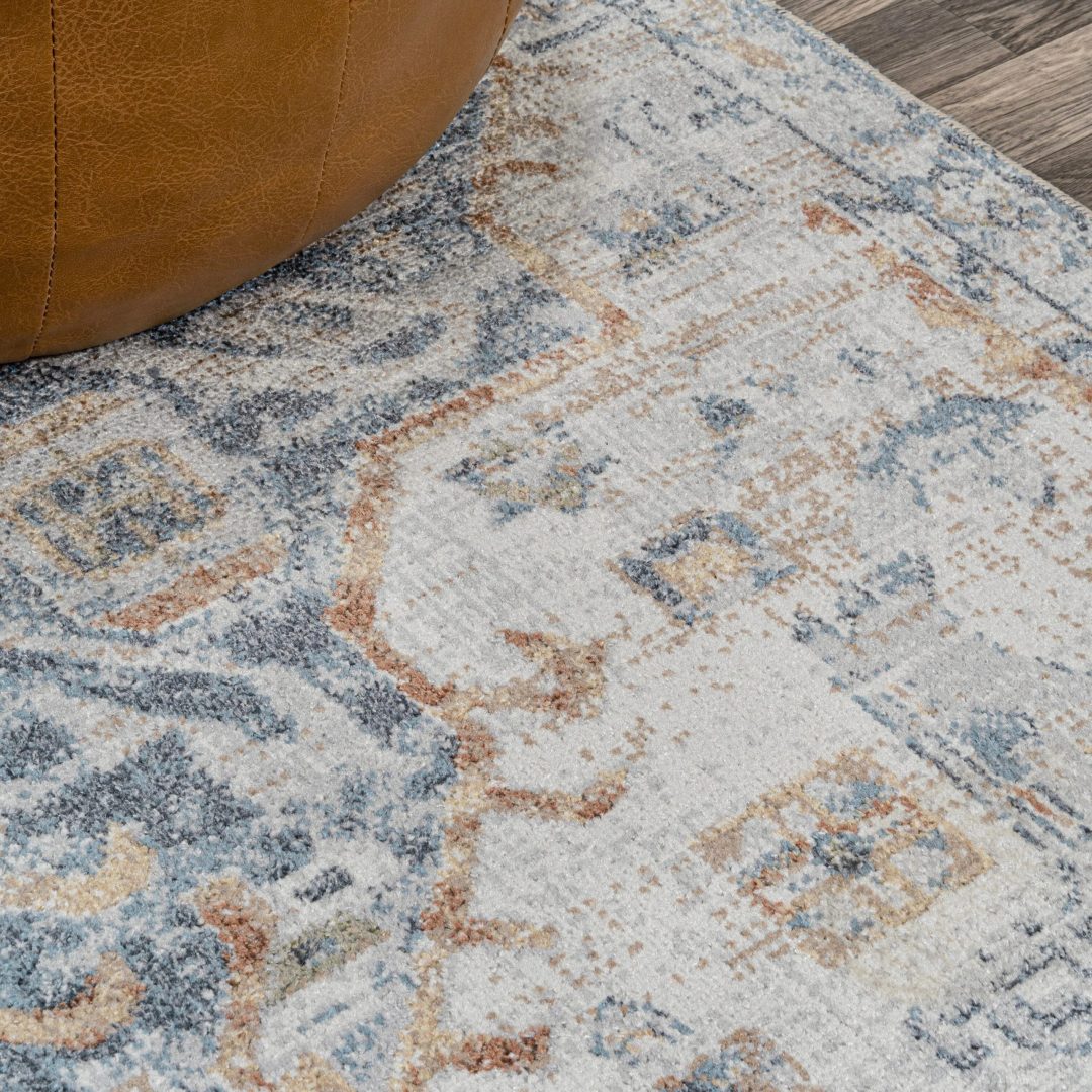 ZenVora Bohemian Medallion Low-Pile Machine-Washable Area Rug, Cream and Terra