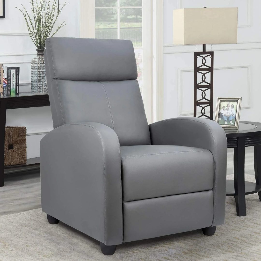 ZenVora PU Leather Recliner Chair, Single Living Room Sofa Lounge Chair with Reclining Function