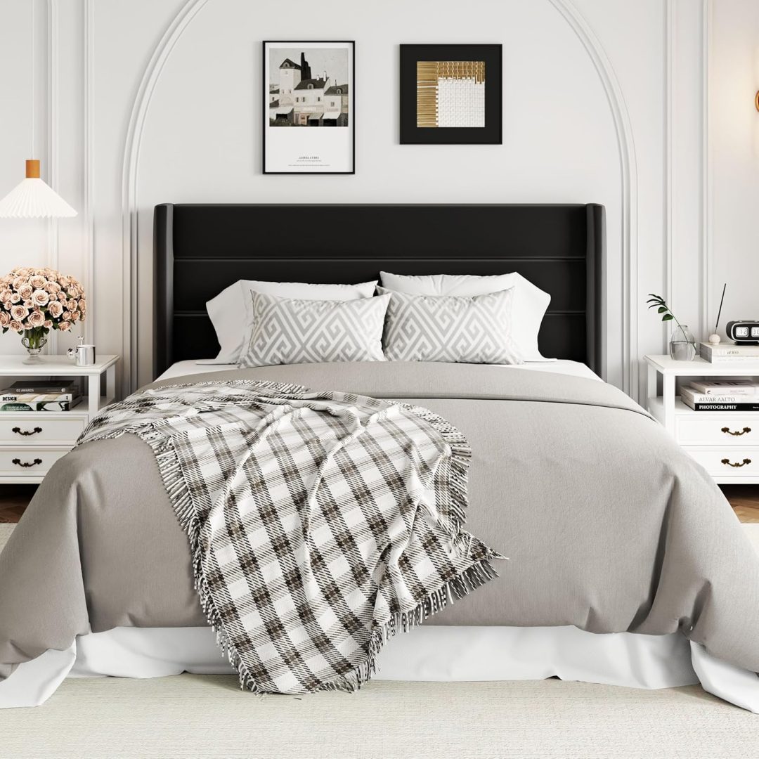 ZenVora Queen Size Lift Up Storage Bed with Wingback Headboard, Upholstered Platform Bed Frame with Hidden Storage