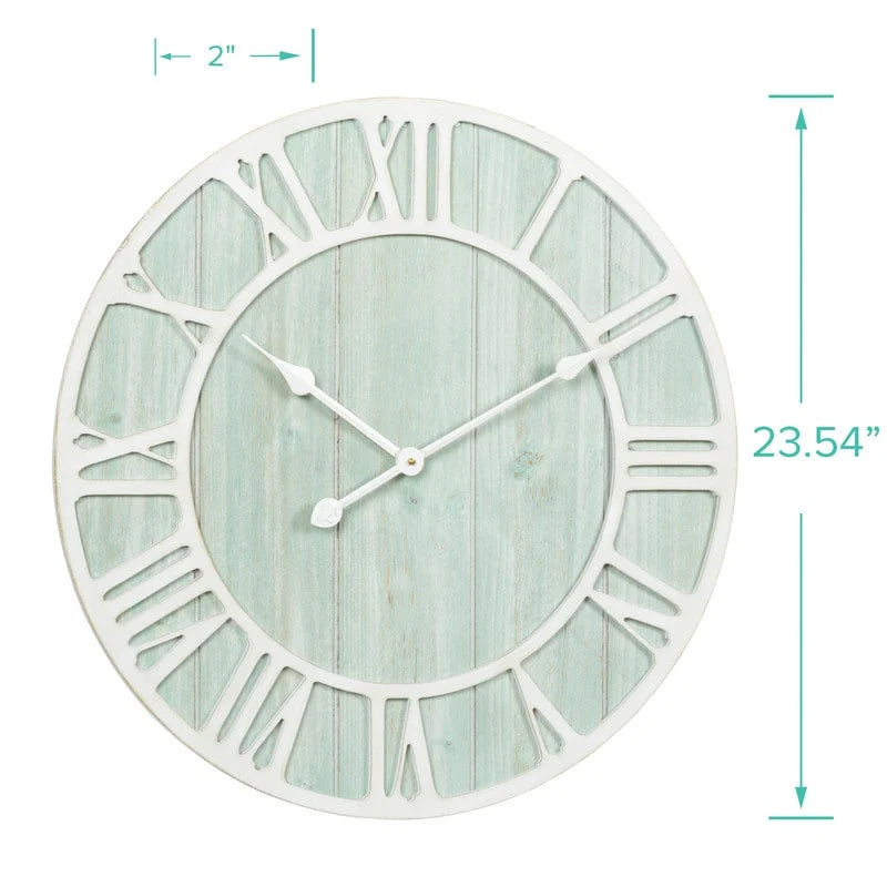 ZenVora Green Blue Quartz Coastal Wall Clock, Decorative Nautical Wall Clock for Living Room, Bedroom and Home Decor