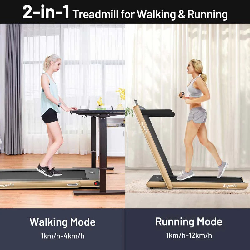 ZenVora 2-in-1 Folding Electric Treadmill, 2.25 HP, Under-Desk, with Dual Display and Smart App Control
