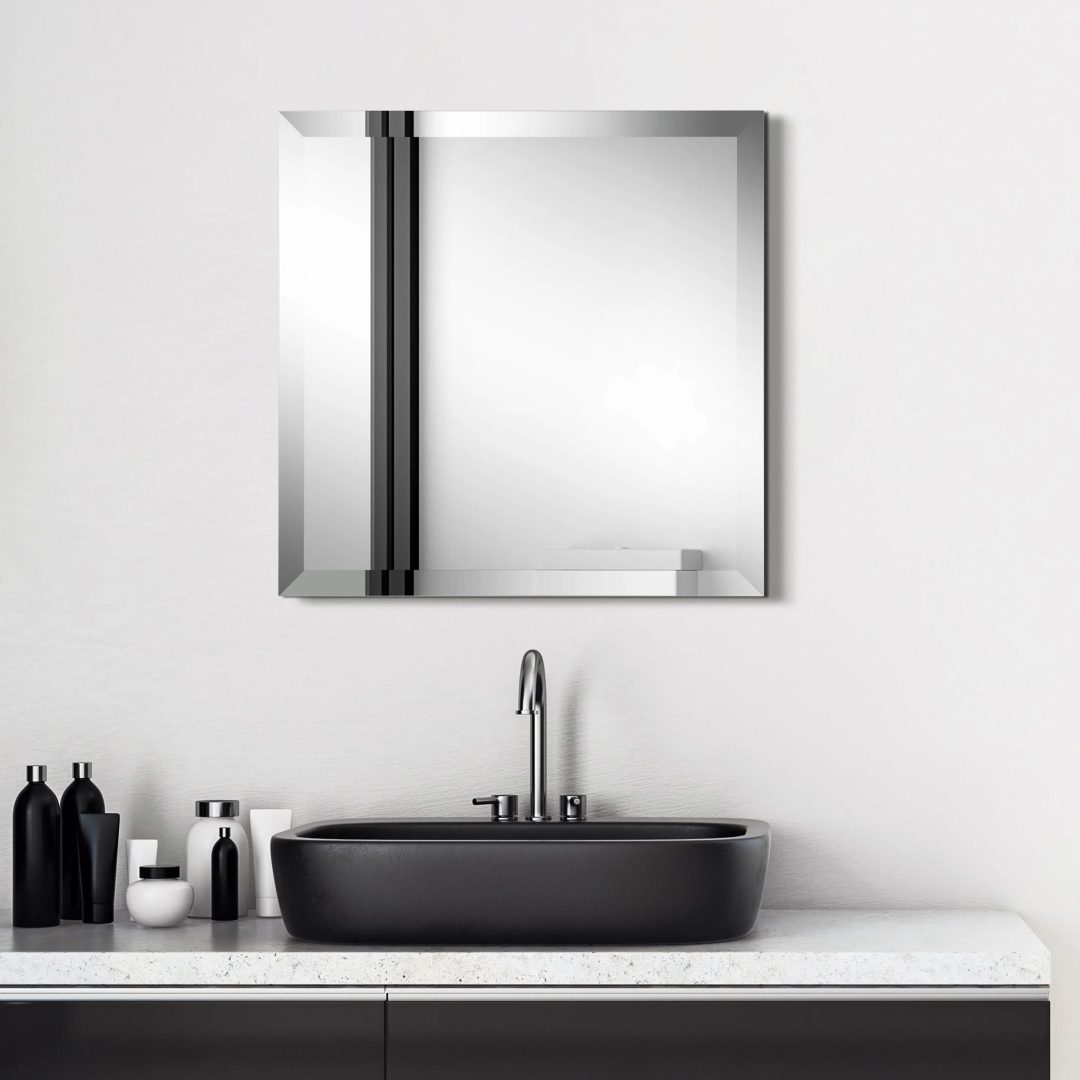ZenVora Frameless Beveled Prism Wall Mirror, Clear Square or Rectangular Decorative Mirror for Bathroom, Bedroom and Home Decor