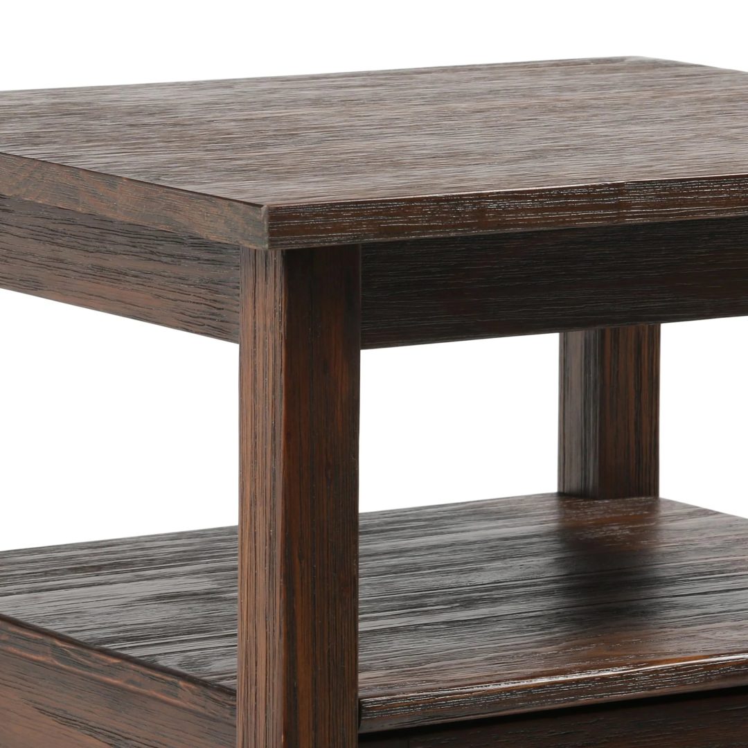 ZenVora 20 Inch Wide Solid Wood Rectangle End Table, Transitional Side Table