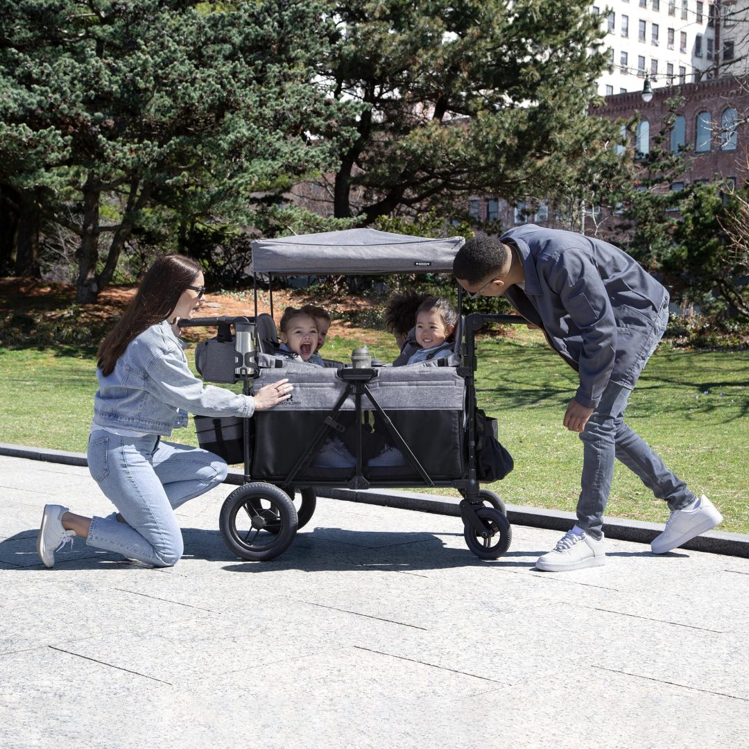 ZenVora Convertible 4-Kid Wagon Stroller with 5 Seating Options, Canopy, Storage, Cooler & Safety Harnesses