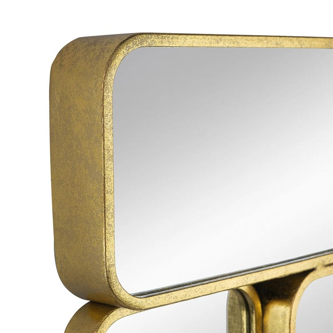 ZenVora 32 Inch Luxury Wall Decor Mirror, 8 Gold Finish Curved Metal Frames