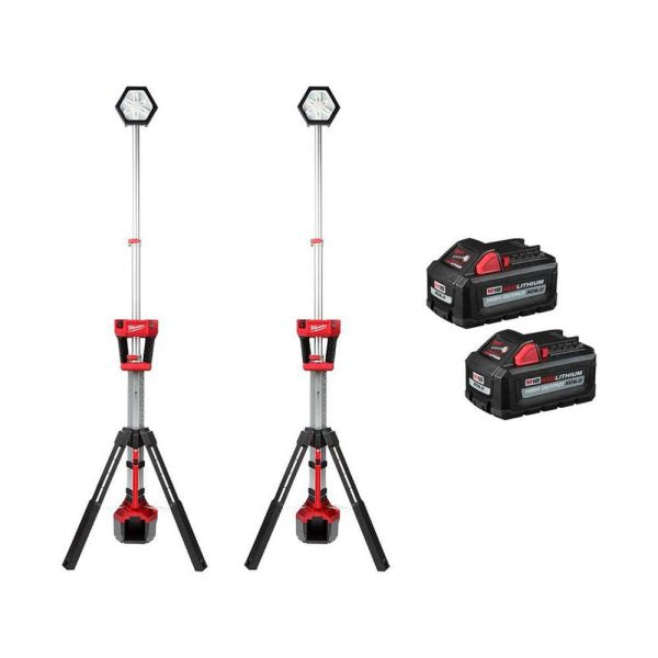 ZenVora 18V Cordless Rocket Tower Light – Dual Power LED Work Light with 2×6.0Ah Batteries