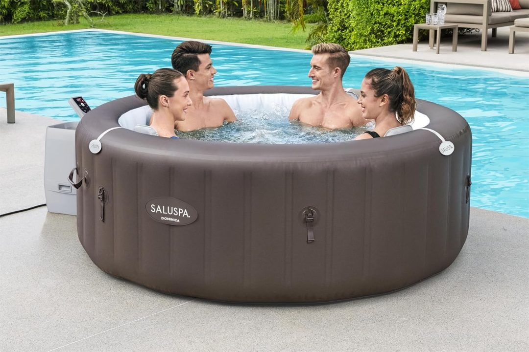 ZenVora 71 x 26-Inch Inflatable Hot Tub Spa for 2-4 Persons, Portable, with 2 Covers, Black