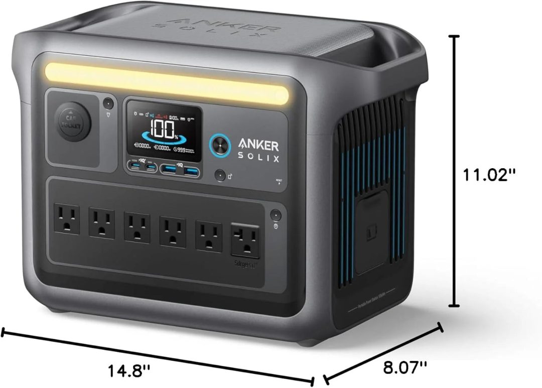 ZenVora Portable Power Station, 1800W Rated Power, 2400W Peak Output, 1056Wh LiFePO4 Battery, Fast 58-Minute Full Charge, Solar Generator for Outdoor, Emergency and Backup Power