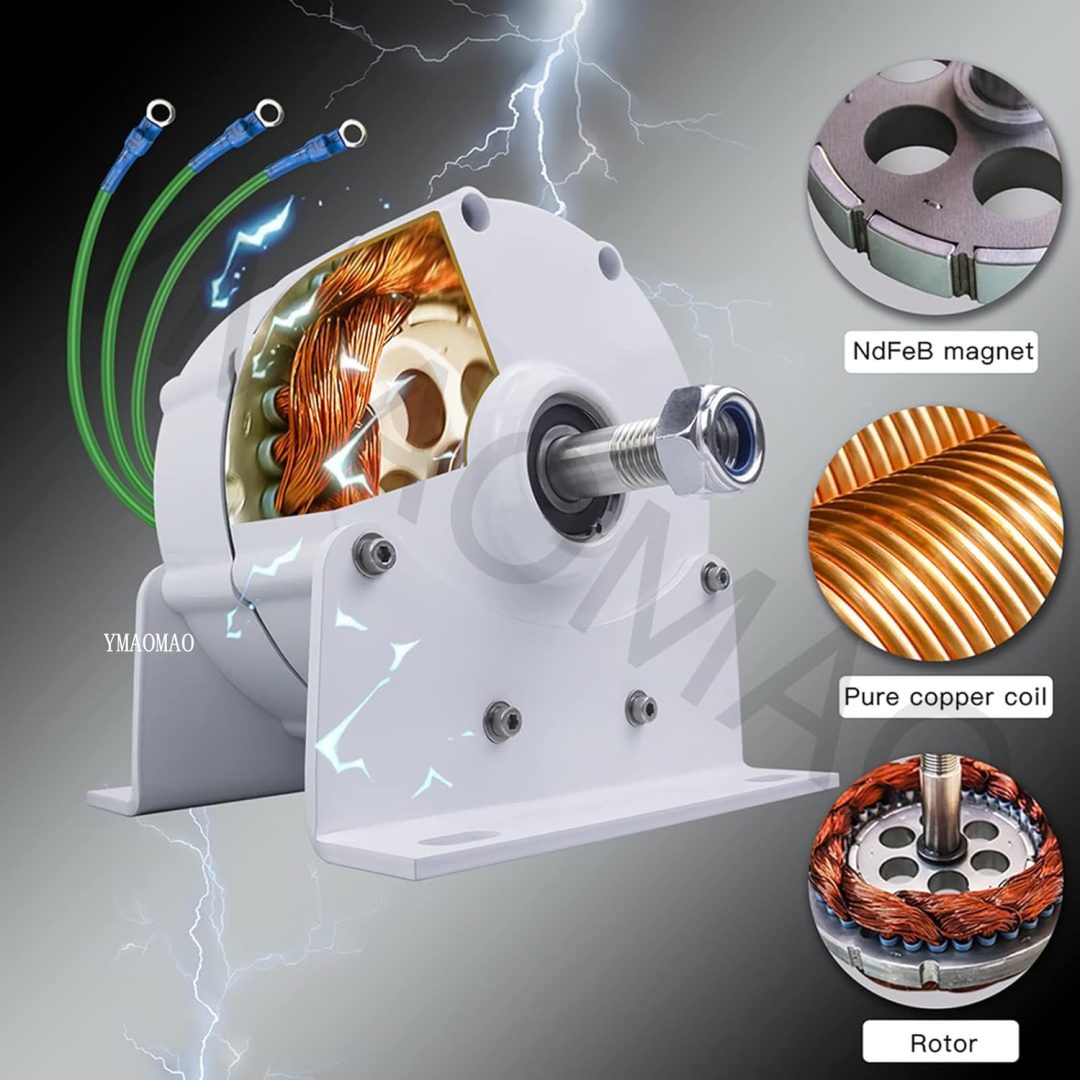 ZenVora 12,000W Low-RPM Permanent Magnet Generator, 12V/24V/48V/120V/220V Gearless Generator Motor for Wind Turbine, Water Turbine and DIY Power Generation