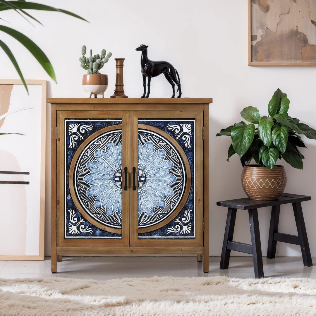 ZenVora Vintage Storage Accent Cabinet, Small Sideboard Buffet Cabinet for Bedroom, Living Room and Entryway