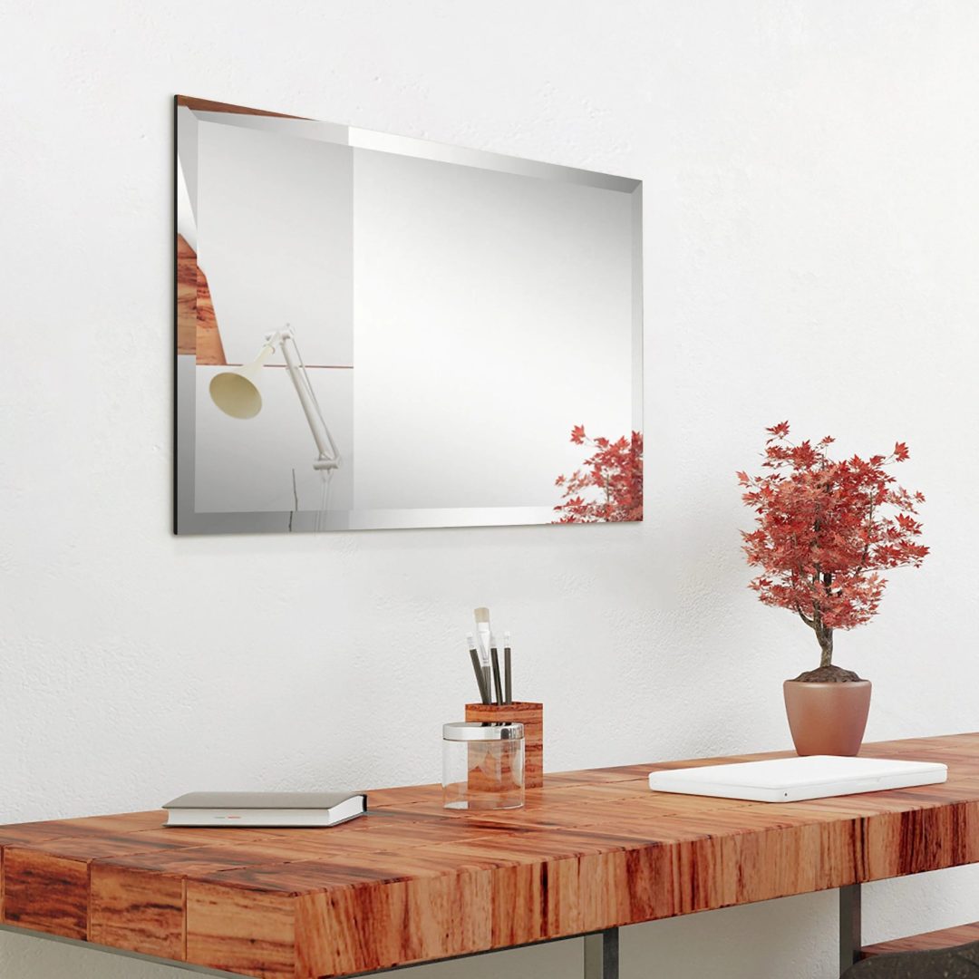 ZenVora Frameless Beveled Prism Wall Mirror, Clear Square or Rectangular Decorative Mirror for Bathroom, Bedroom and Home Decor