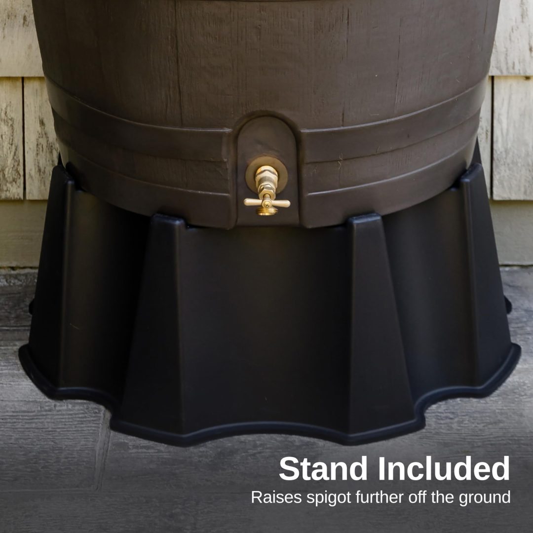 ZenVora 50 Gallon Rain Barrel with Brass Spigot, Large Outdoor Rainwater Collection and Storage Container for Garden
