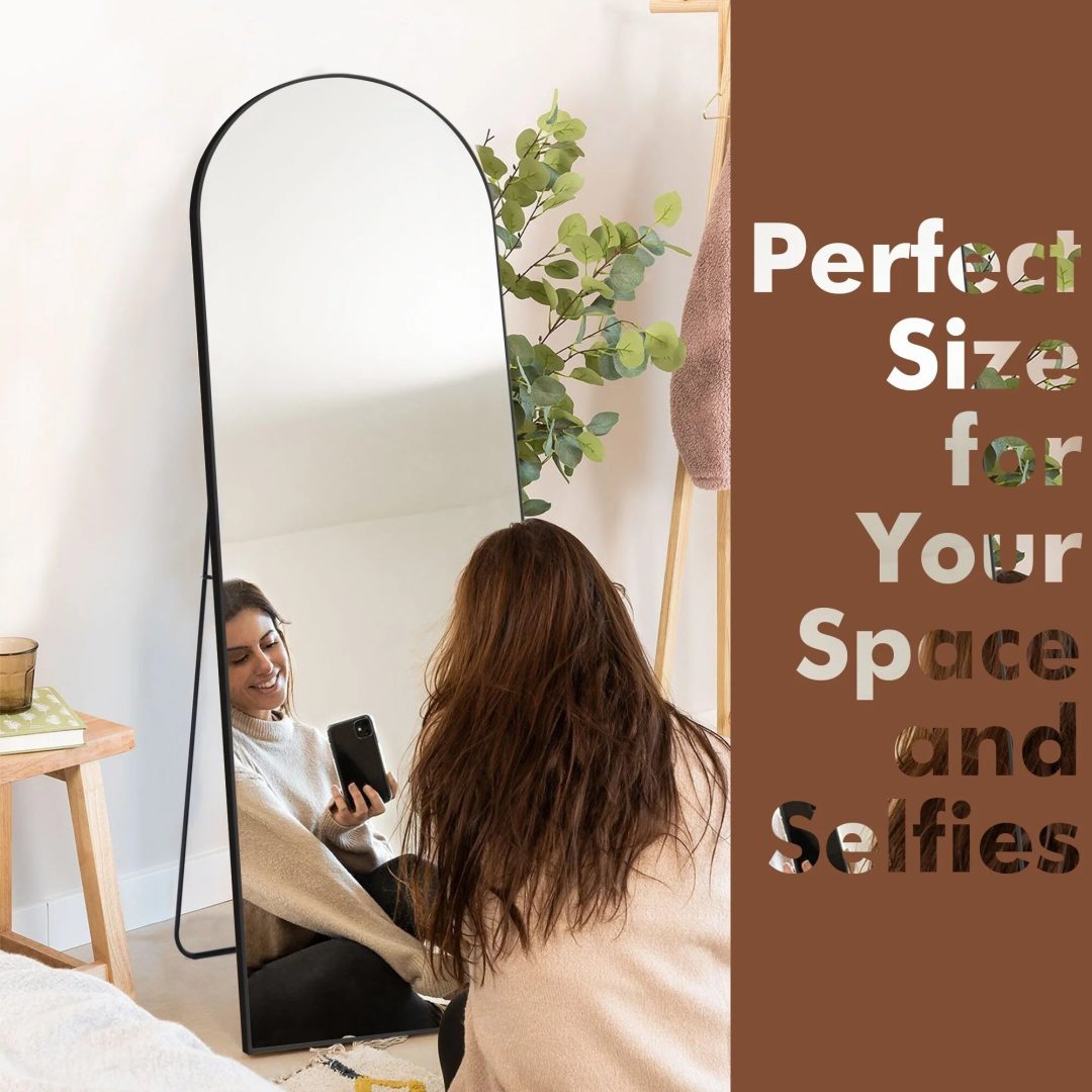 ZenVora 64x21 Full Length Floor Mirror, Large Full Body Aluminum Alloy Frame Standing Mirror with Stand and Wall Mount Option