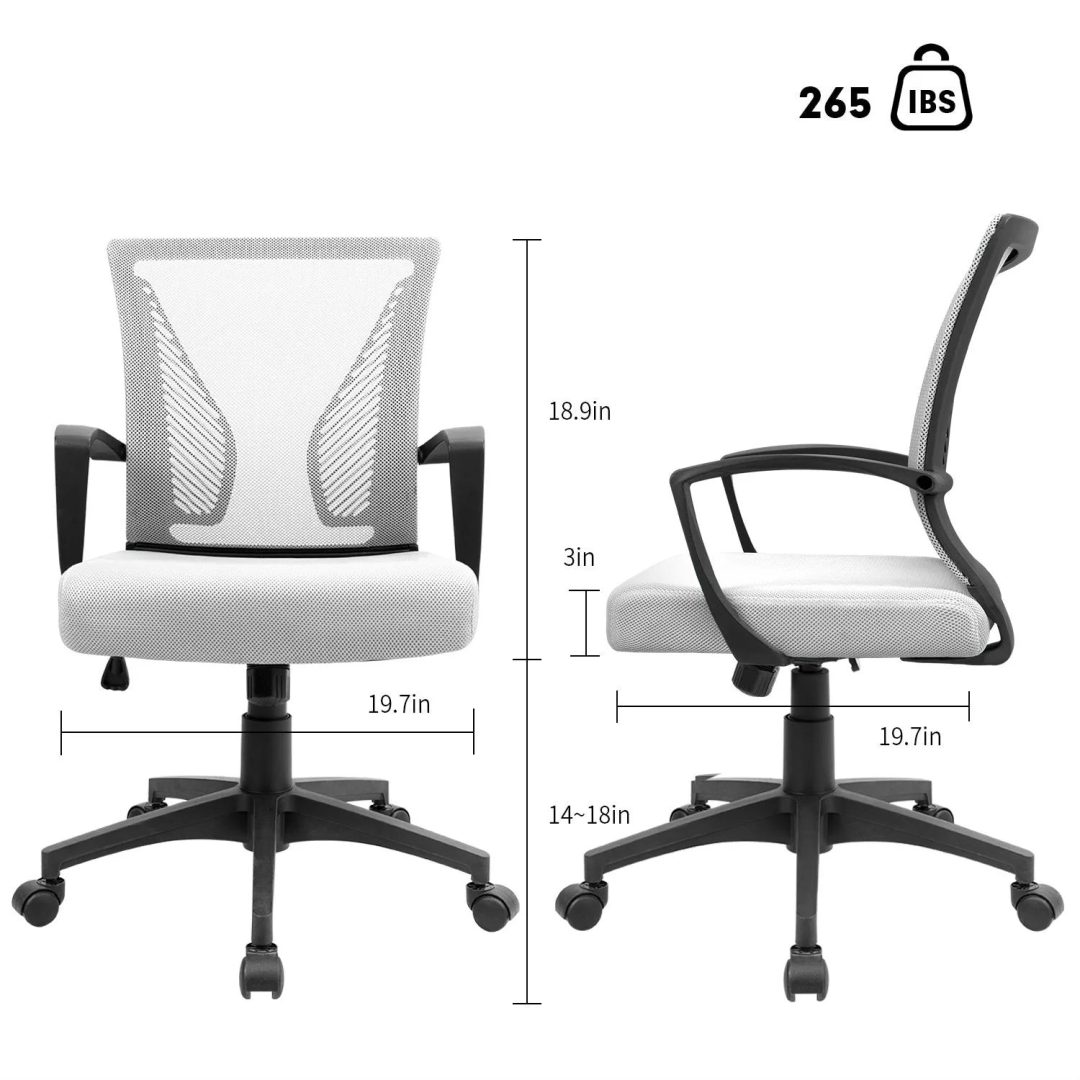 ZenVora Ergonomic Mesh Office Chair with Lumbar Support, Breathable Computer Desk Chair