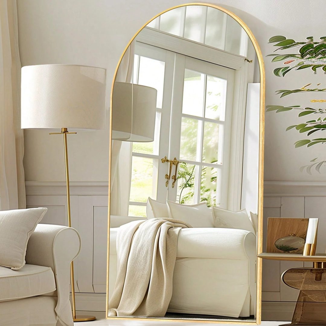 ZenVora Modern Arched Full Length Floor Mirror, Aluminum Alloy Frame Standing Full Body Mirror