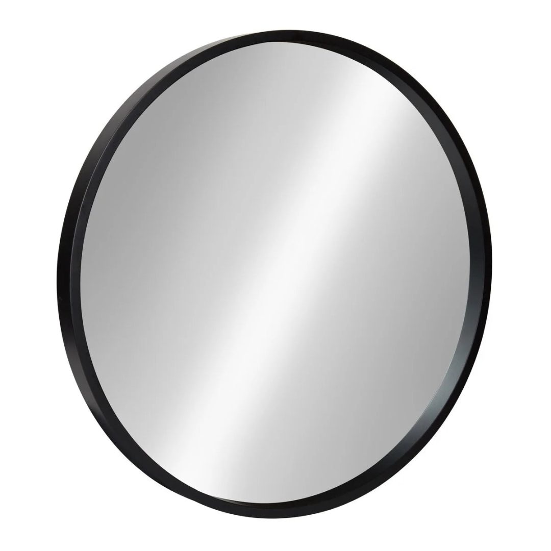 ZenVora Round Wood Accent Wall Mirror, Modern Decorative Wooden Frame Mirror for Living Room, Bedroom and Entryway