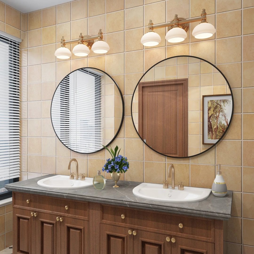 ZenVora Round Metal Black Frame Bathroom Vanity Mirror, Wall Mounted Decorative Mirror