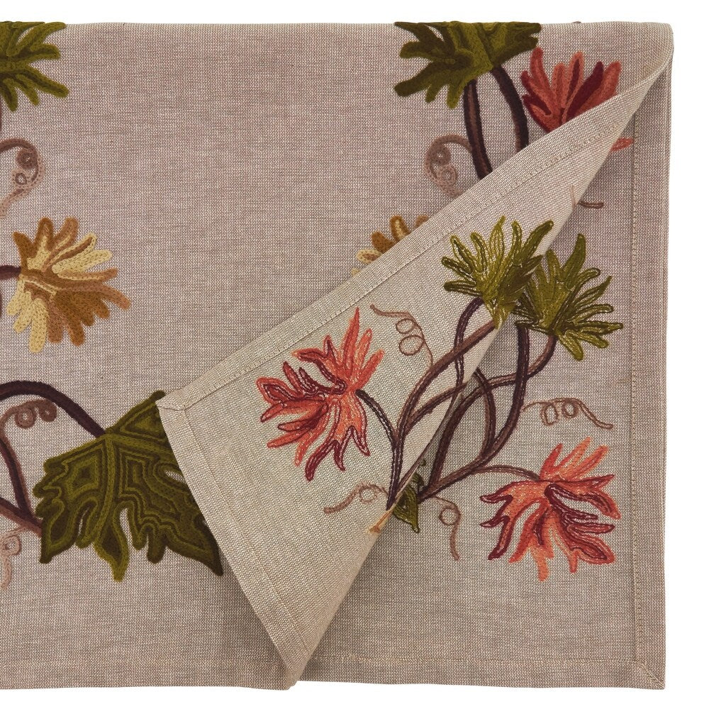 ZenVora 16x72 Inch Embroidered Fall Leaf Table Runner, Autumn Decorative Dining Table Runner for Home and Holiday Decor