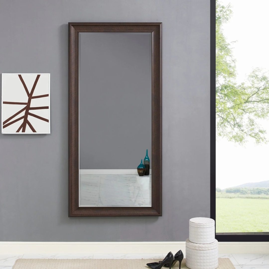ZenVora Tall Full Length Mirror, Oversized Rectangle Full Body Wall Mounted Mirror with Smooth Faux Wood Frame