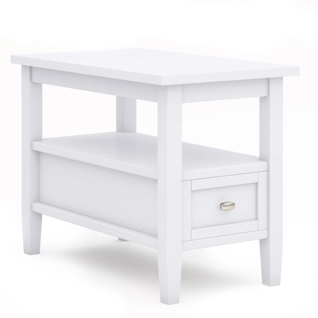 ZenVora 14" Wide Solid Wood Narrow Side Table, Rectangle Transitional Style Accent Table