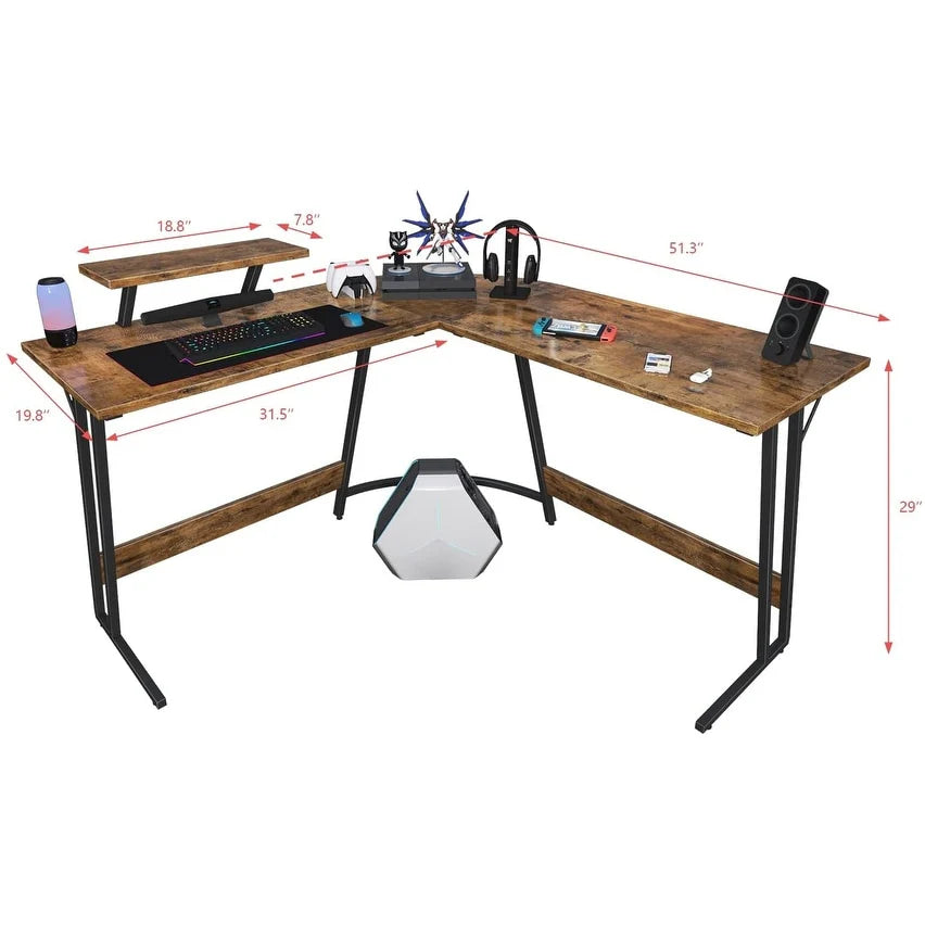 ZenVora L Shaped Gaming Desk, Corner Computer PC Workstation for Gaming, Home Office and Study
