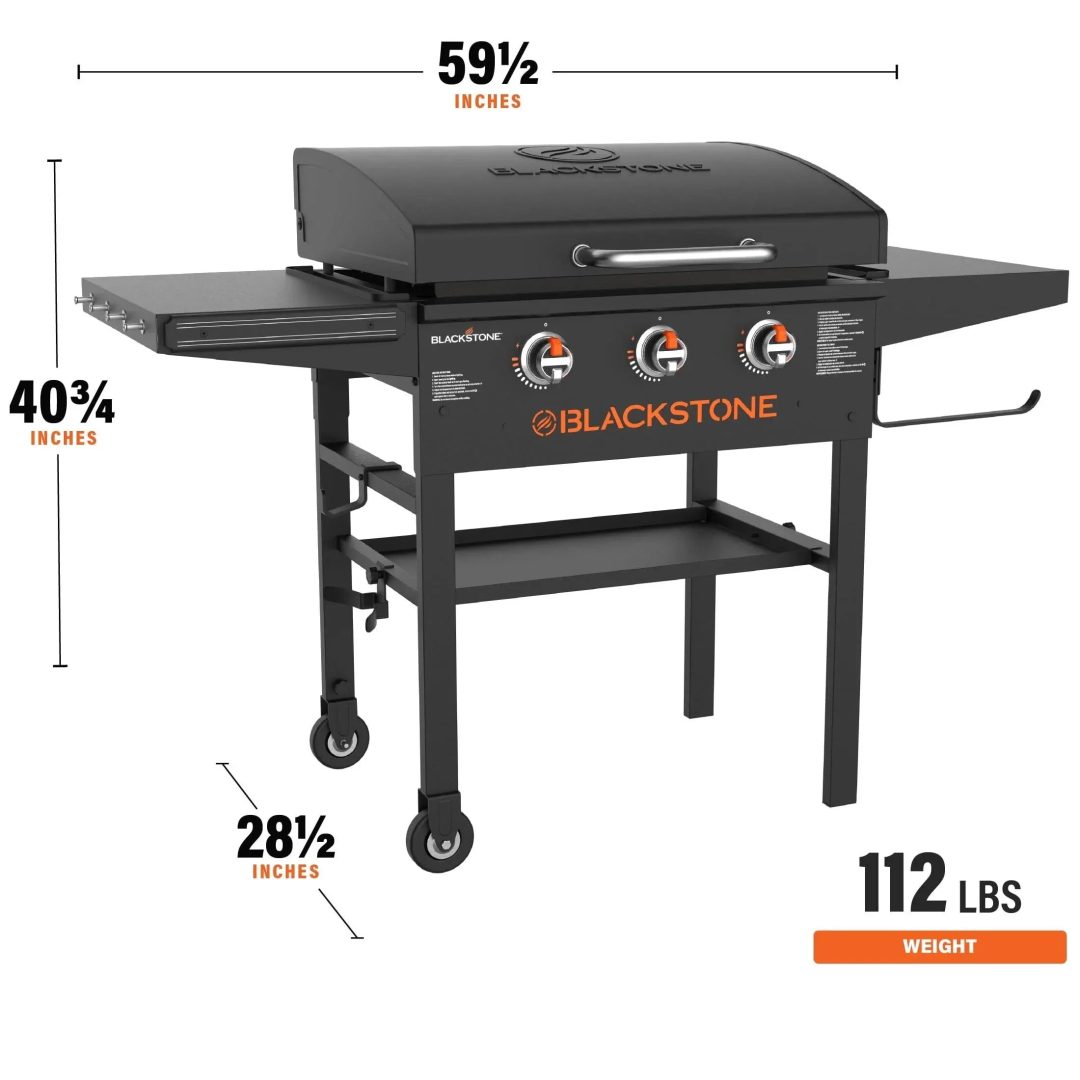 ZenVora 28-Inch XL 3-Burner Griddle with Hood, Black