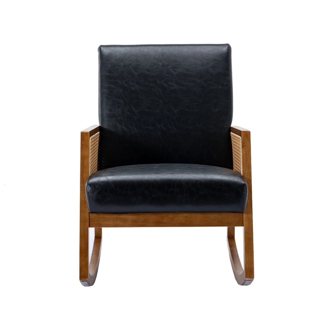 ZenVora Upholstered Tall Back Rocking Chair, Smooth Gliding Accent Armchair for Comfortable Living Room Seating