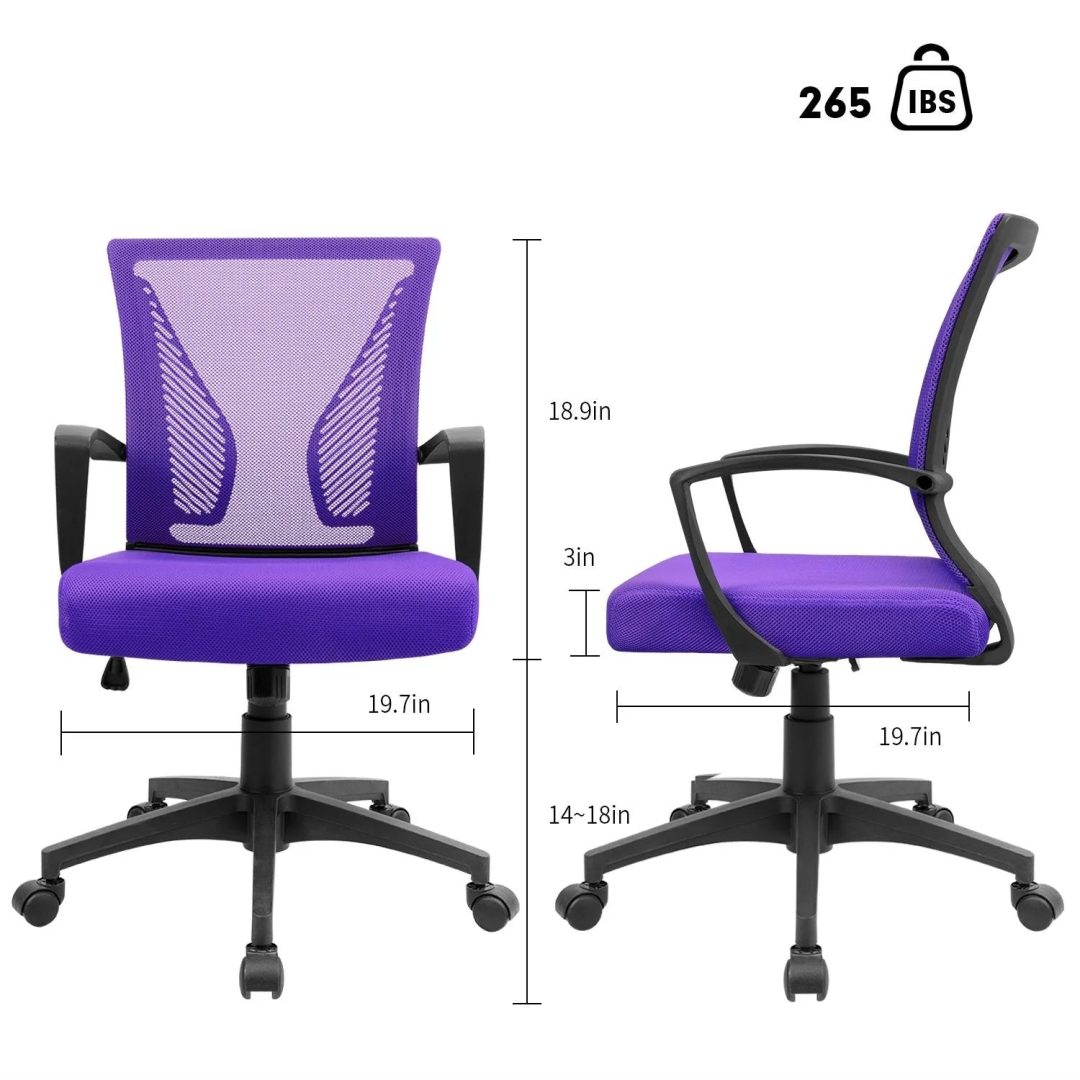 ZenVora Ergonomic Mesh Office Chair with Lumbar Support, Breathable Computer Desk Chair