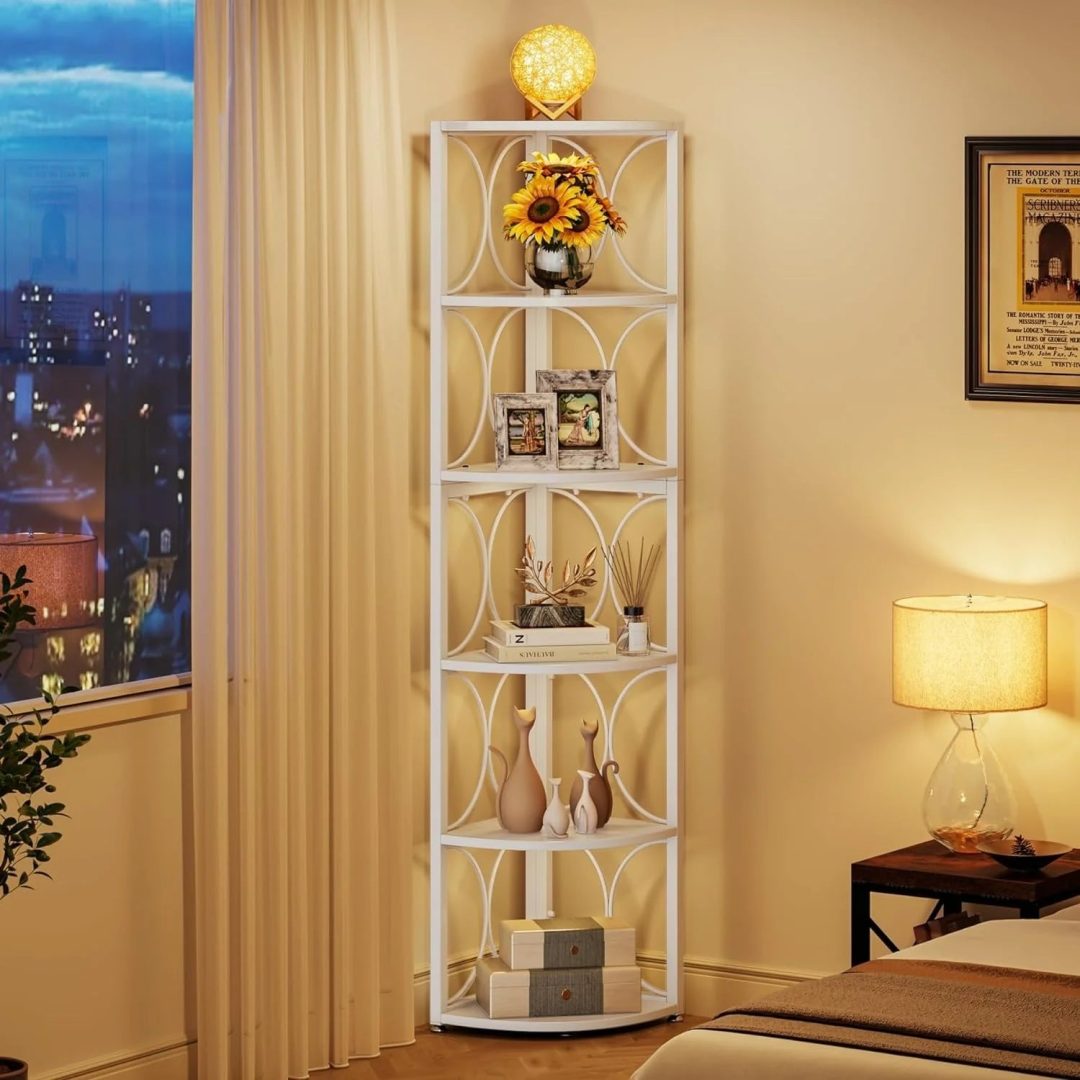 ZenVora 67 Inch Tall Corner Shelf, Freestanding Corner Bookshelf and Storage Shelving Unit