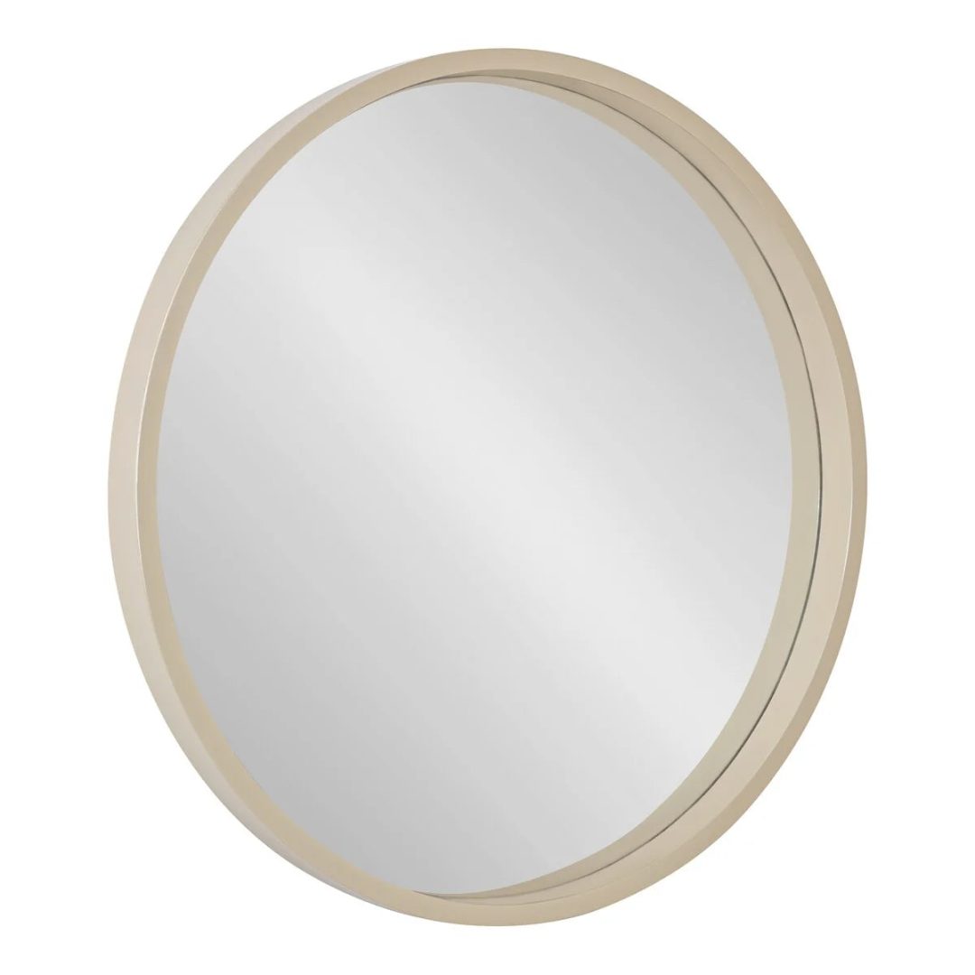 ZenVora Round Wood Accent Wall Mirror, Modern Decorative Wooden Frame Mirror for Living Room, Bedroom and Entryway