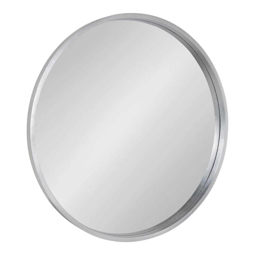 ZenVora Round Wood Accent Wall Mirror, Modern Decorative Wooden Frame Mirror for Living Room, Bedroom and Entryway